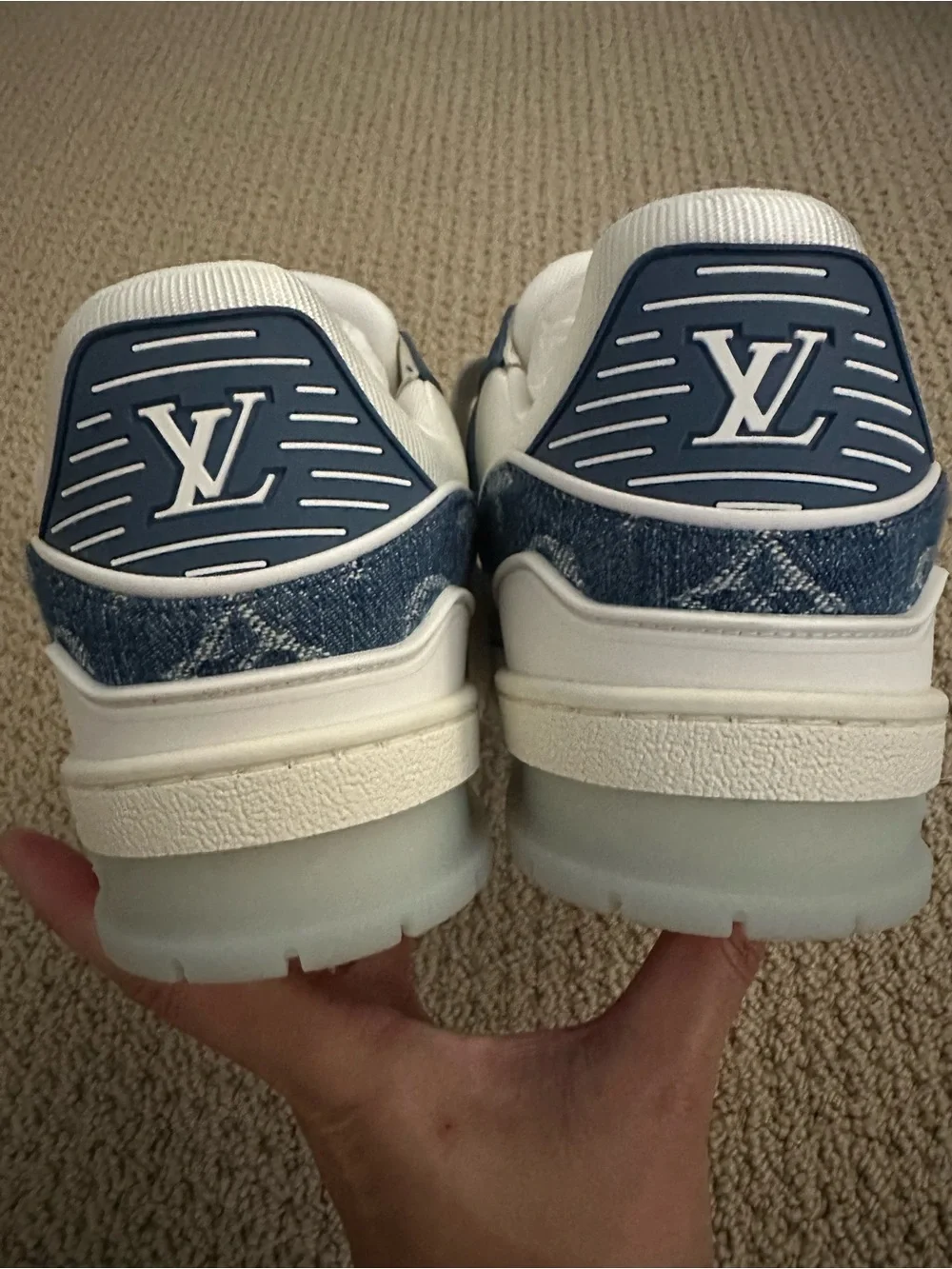 Louis Vuitton Women’s Denim Blue Monogram Trainer Sneakers